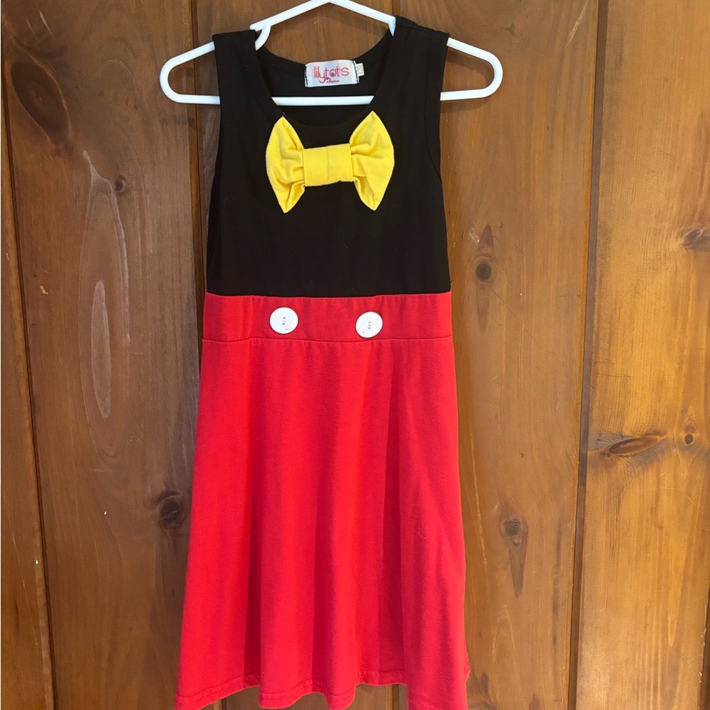 Disney Red and Black Mickey Mouse Dress with Yellow Bow